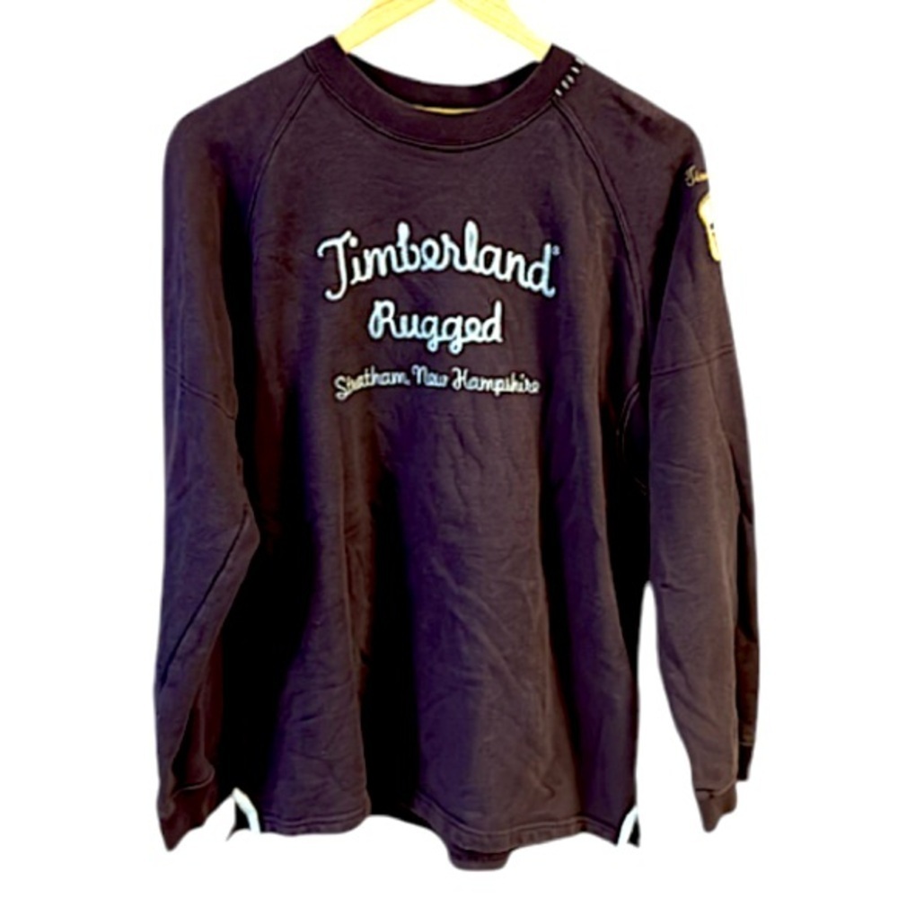 Timberland Brown sweatshirt Shirt Embroidered Spellout and logo size XL